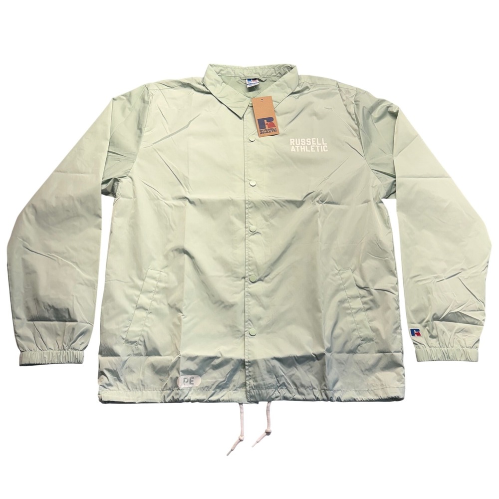 Russell Athletic Coaches Jacket Mens XXL Mint Green New Windbreaker Snap Front